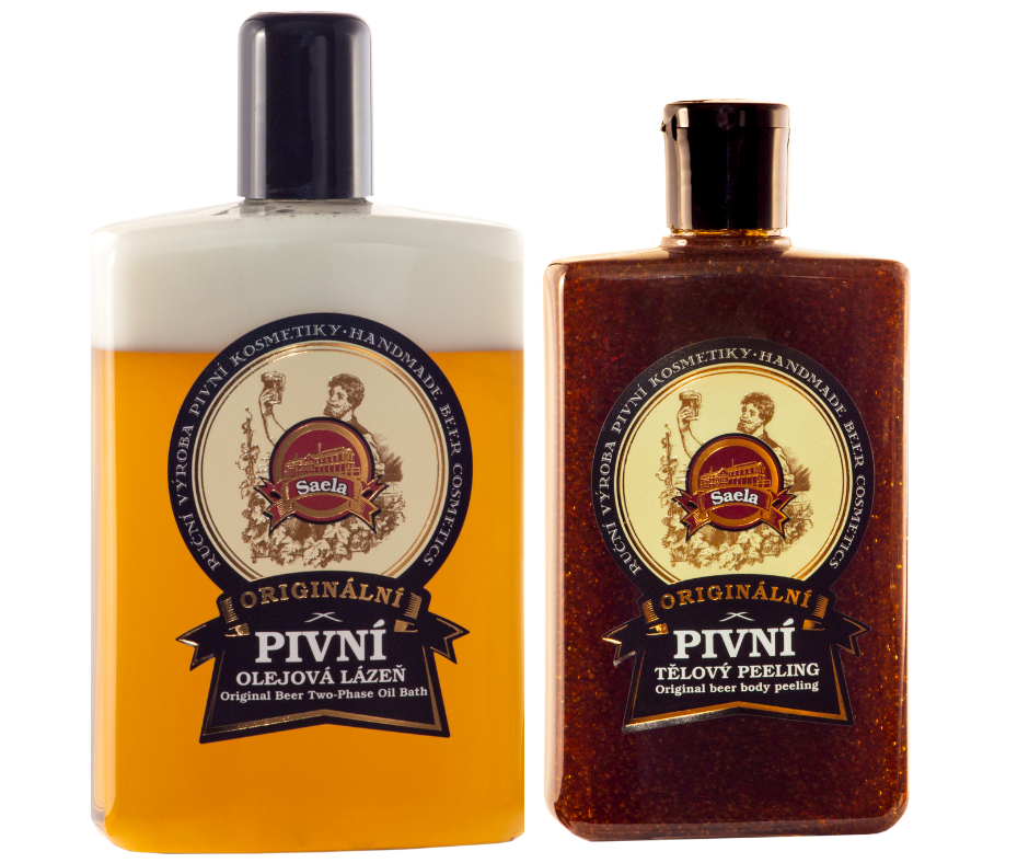 Zestaw: piwny olejek do kąpieli i piwny peeling